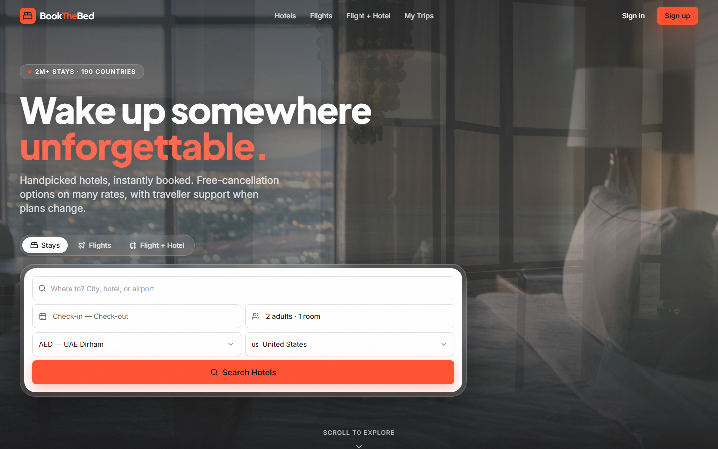 BookTheBed — the live site as shipped