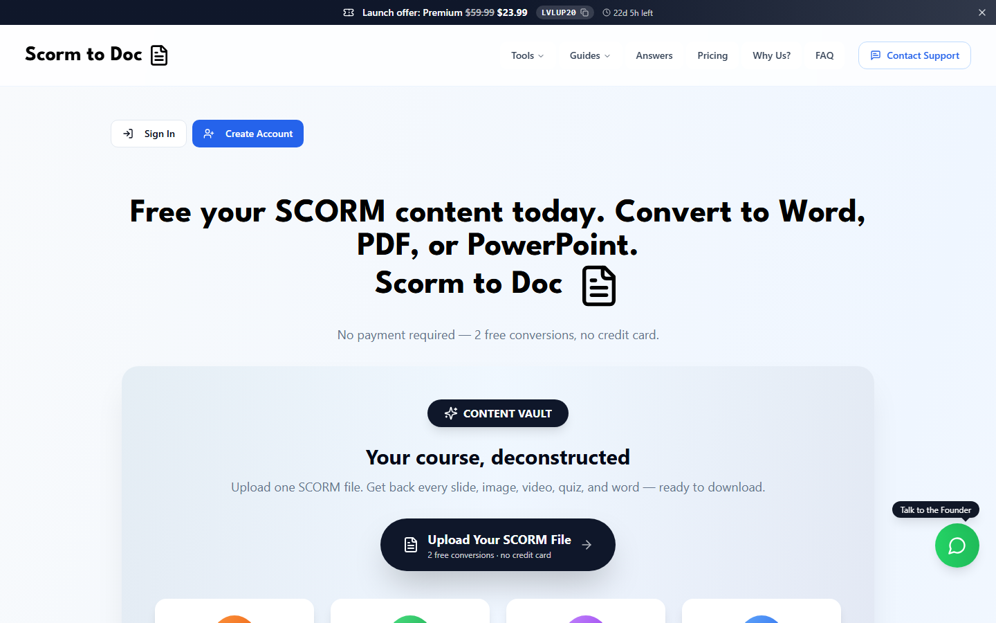 SCORMtoDoc — the live site as shipped